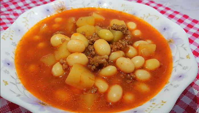 Kıymalı Patatesli Barbunya  Tarifi